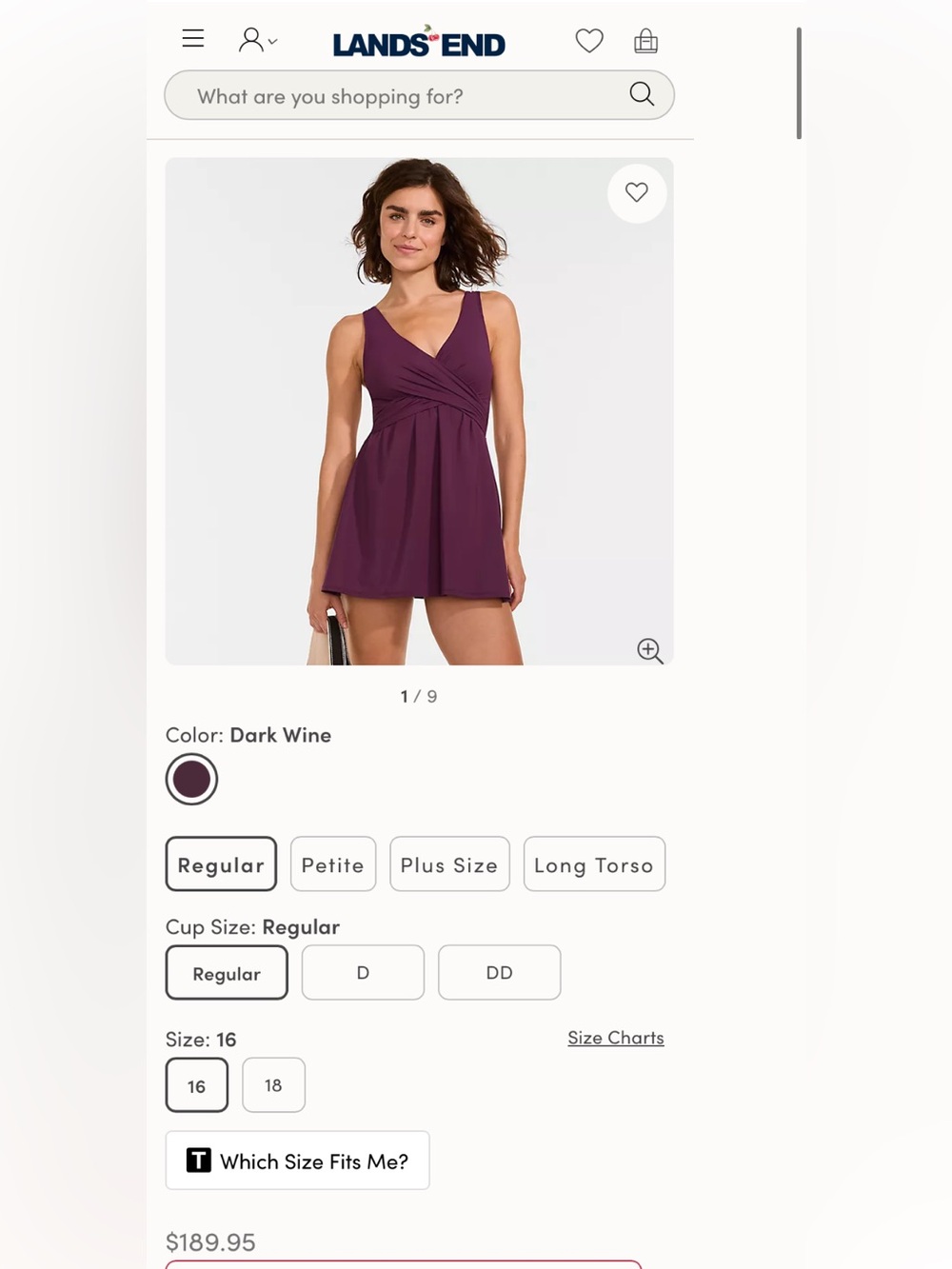Lands' End Maroon Crossover V-Neck One-Piece Swim Dress